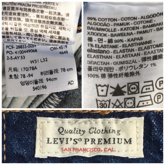 Levi’s 512 Premium Dark Wash Blue Denim Jeans Size 31 - Picture 5 of 17